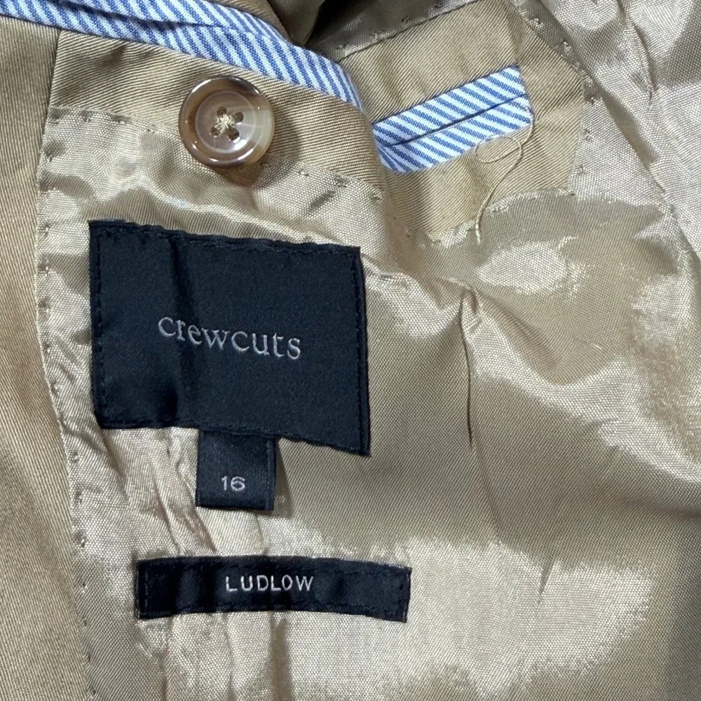 Crewcuts Ludlow Blazer Size 16 Tan Khaki luxury Larusmiani Italian Cotton Jacket